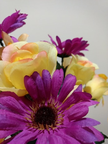 A close-up of a unique bouquet design with various flowers.