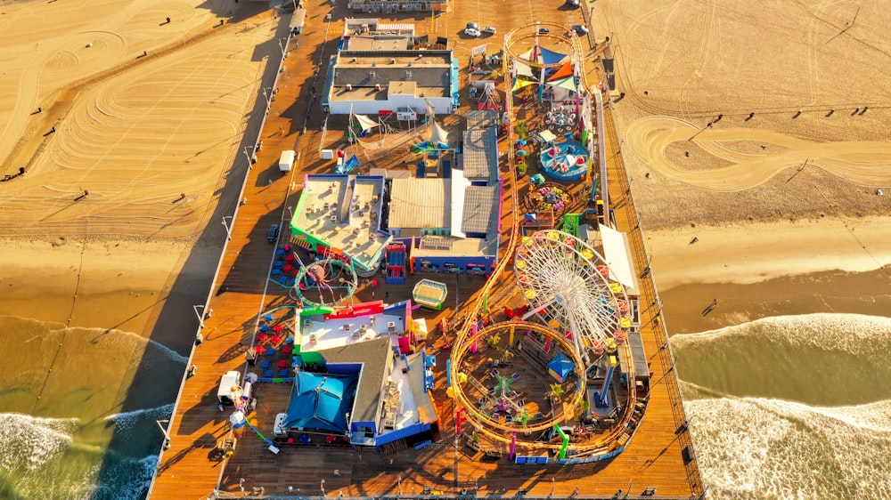 aerial photography of carnival on dock