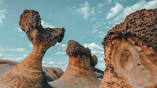 three brown rock formations in Yehliu Taiwan