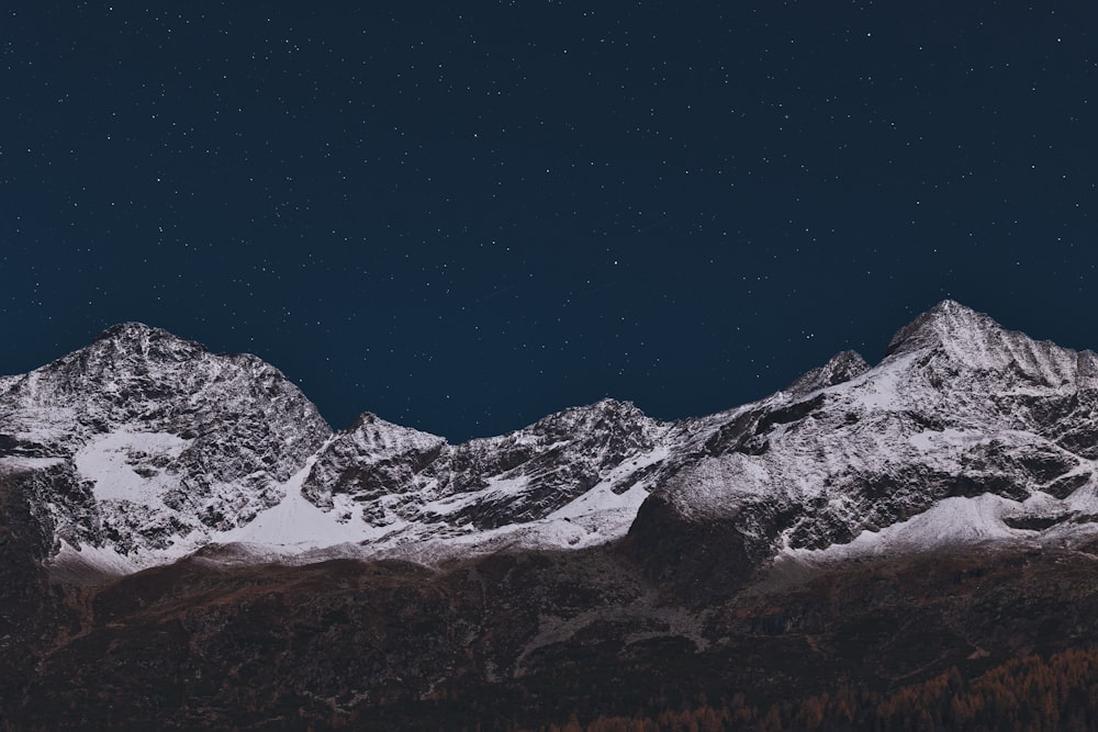 ice-capped mountain at night