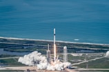 flying rocket on air at daytime