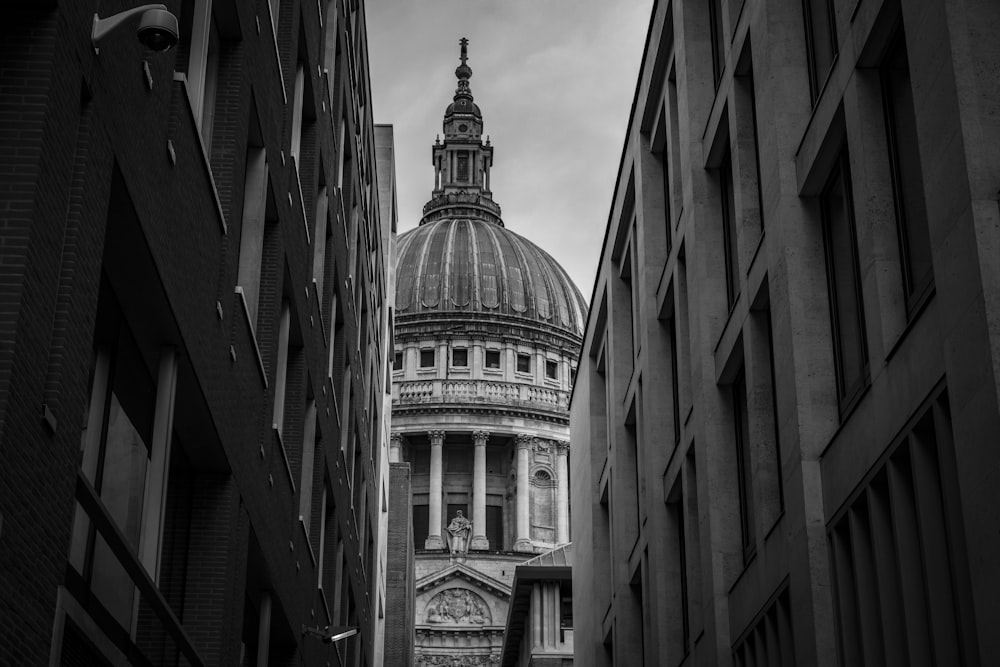 grayscale photo of dome building