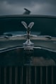 the emblem on the front of a vintage car