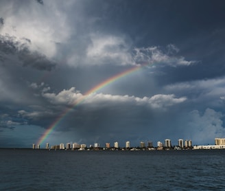 rainbow over cityscape during daytime