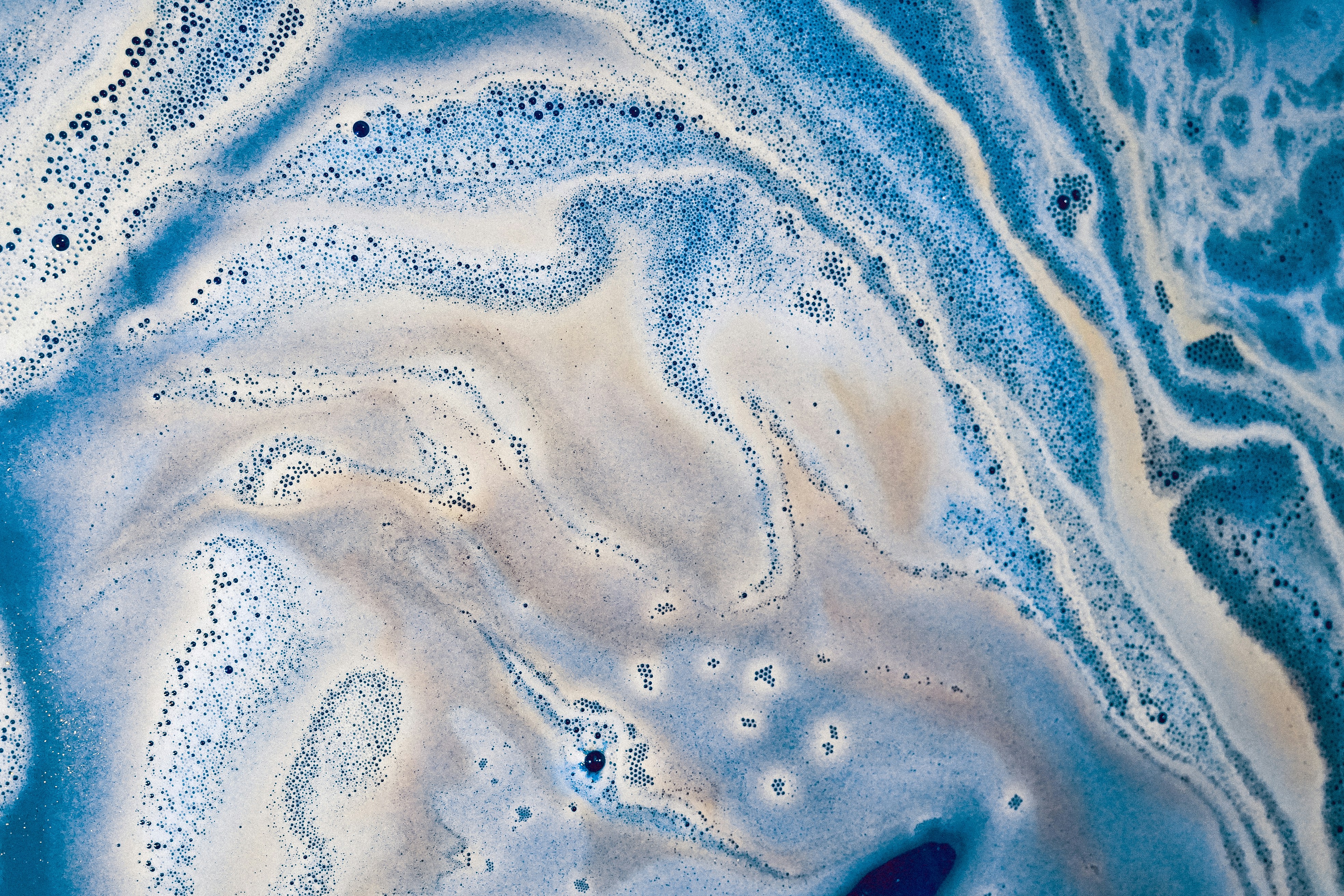 blue and white liquid art