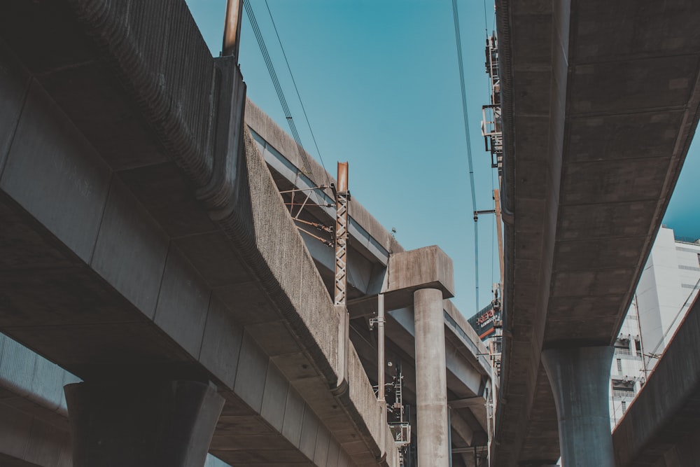 low-angle view of concrete bridge