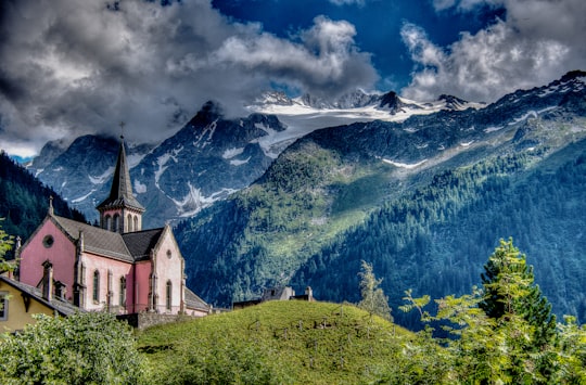 chapel on mountain landscape in Trient Switzerland