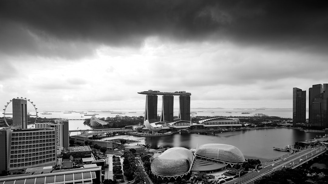 greyscale photography of building