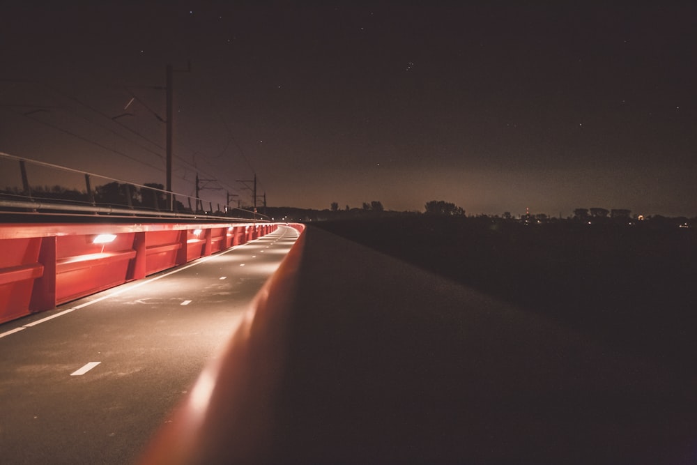 lighted road during nighttime