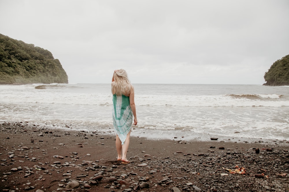 woman standing in seashore