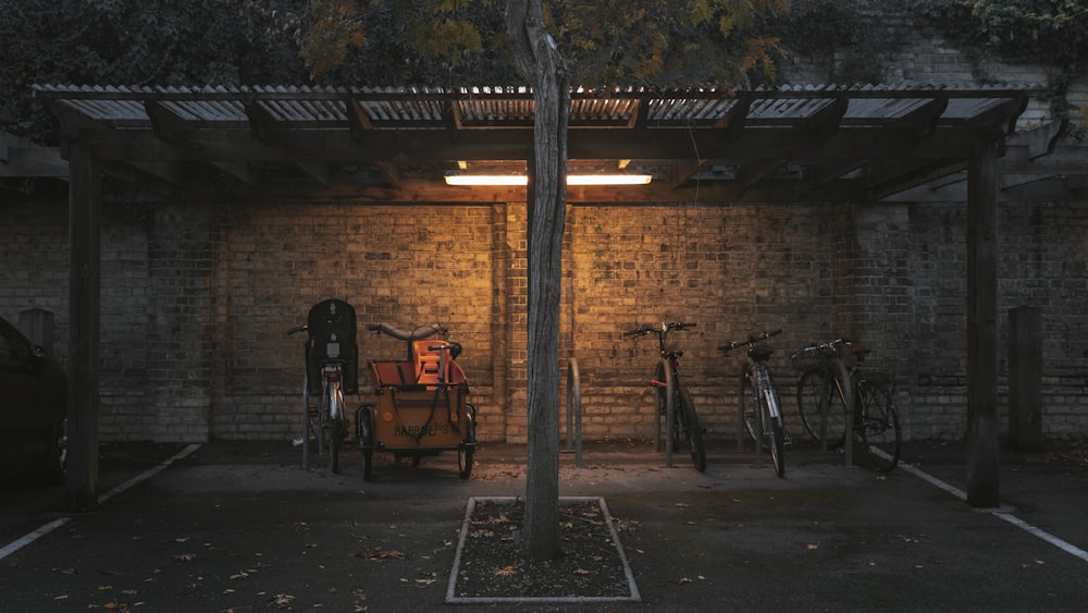 parked bikes under shed