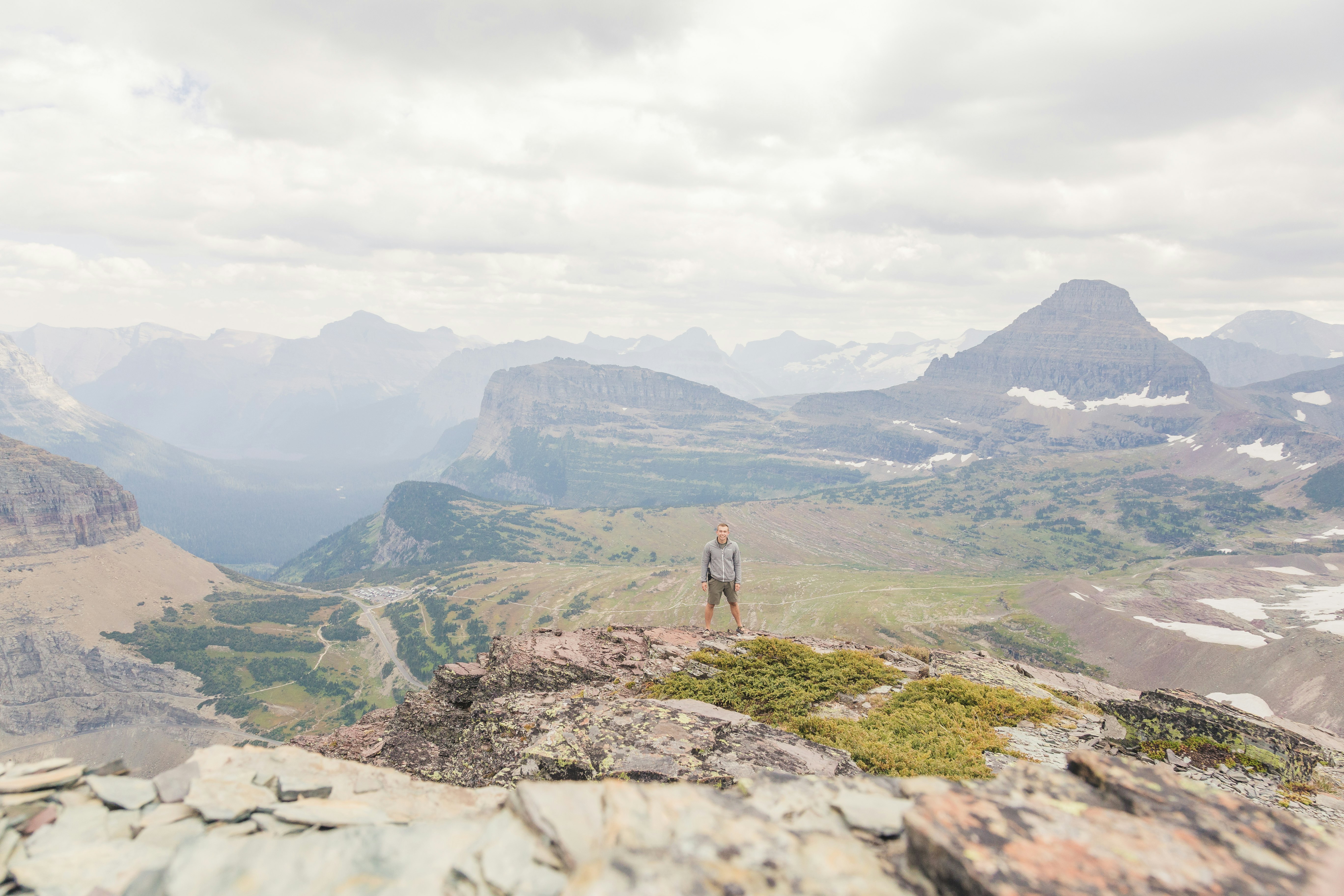 Atop the summit of Mt Oberlin in Glacier National Park