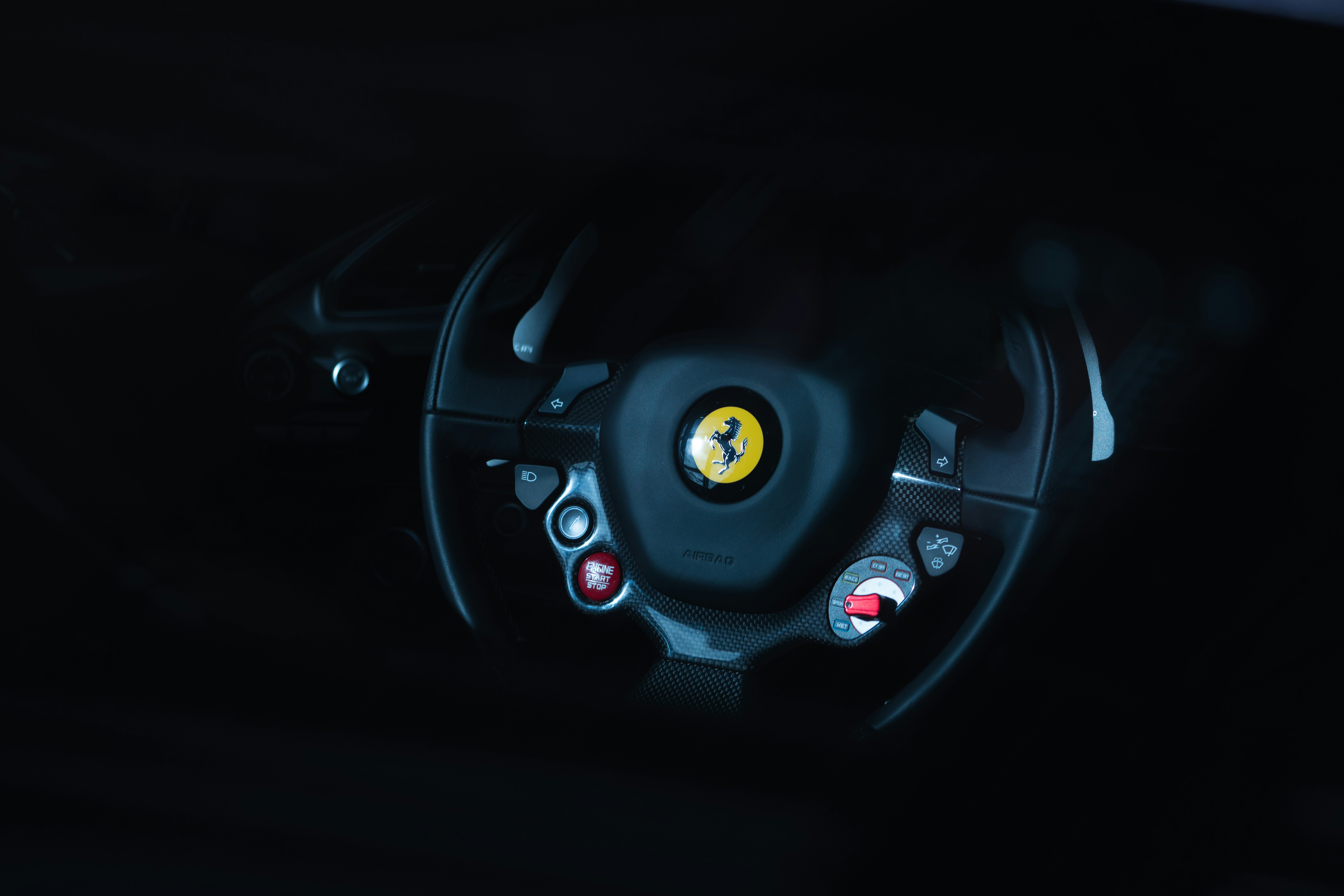 black Ferrari steering wheel