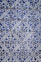 white and blue floral tiles
