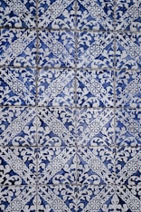 white and blue floral tiles