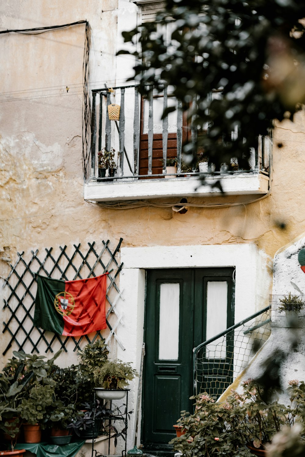 Portugal flag hung near door