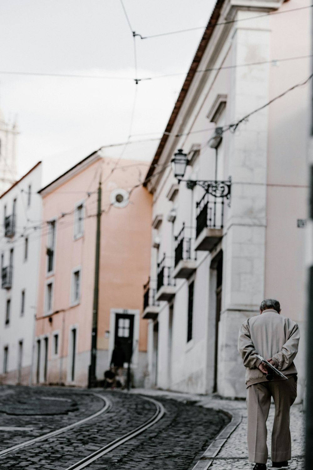 person walking near the building