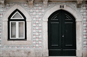 black wooden door