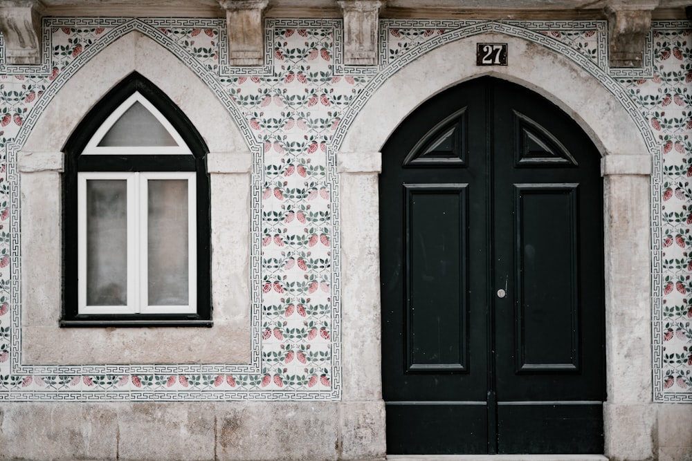 black wooden door