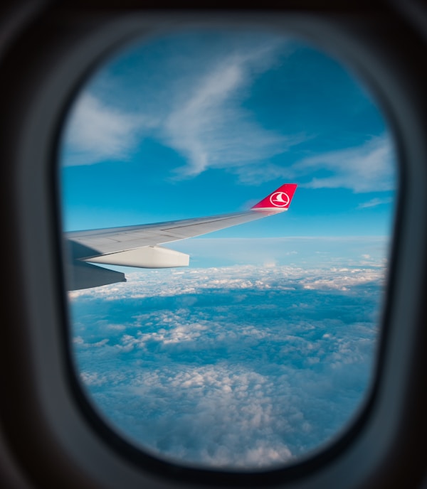 view of airplane's wing through window