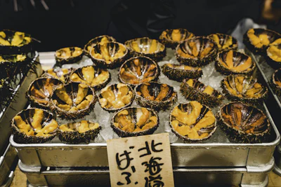 Sea urchin on ice at Tsukiji market, Tokyo