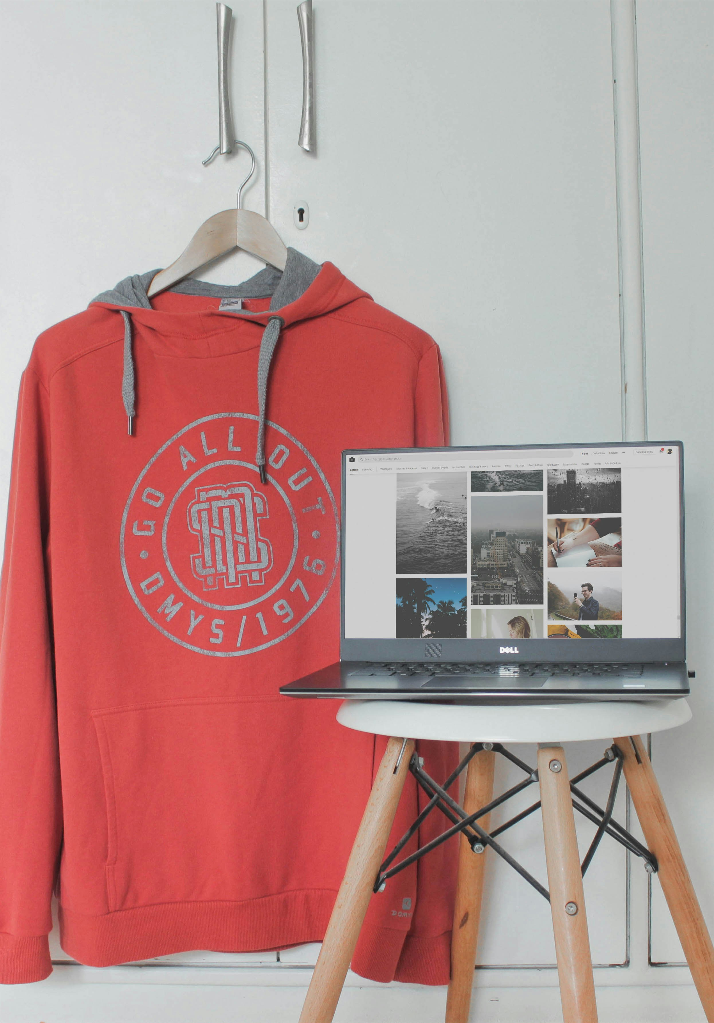 turned-on-dell-laptop-on-brown-stools-photo-free-image-on-unsplash