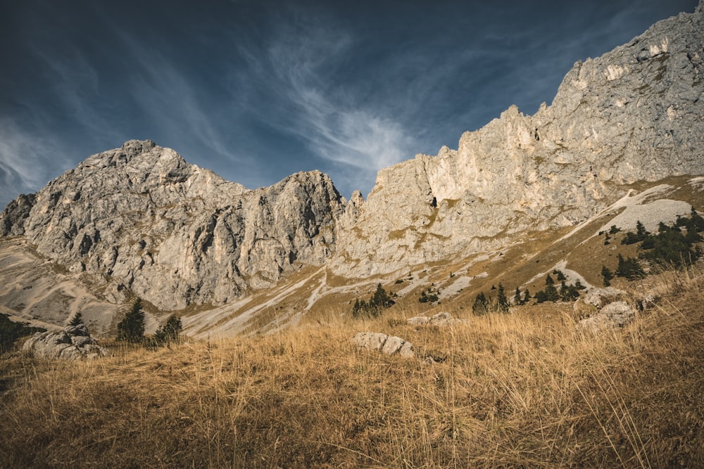 rock formation under gray sky