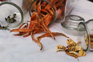 three clear glass containers