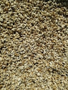 Close-up of clean, hulled sesame seeds spilling from a burlap sack onto a wooden surface.