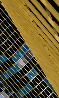 Non-linear architectural blueprint overlaid with gold accents on deep charcoal background.