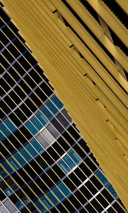 Elegant geometric fabric design showcasing sharp lines and modern shapes in cool tones.