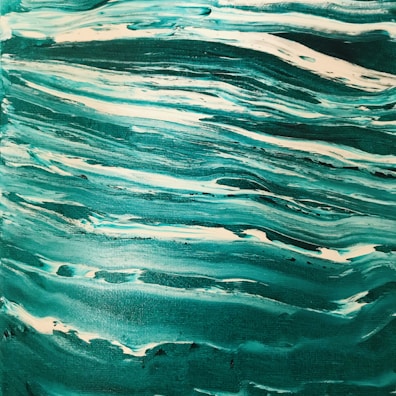 Minimalist brush strokes in light teal and gray suggesting peaceful movement.