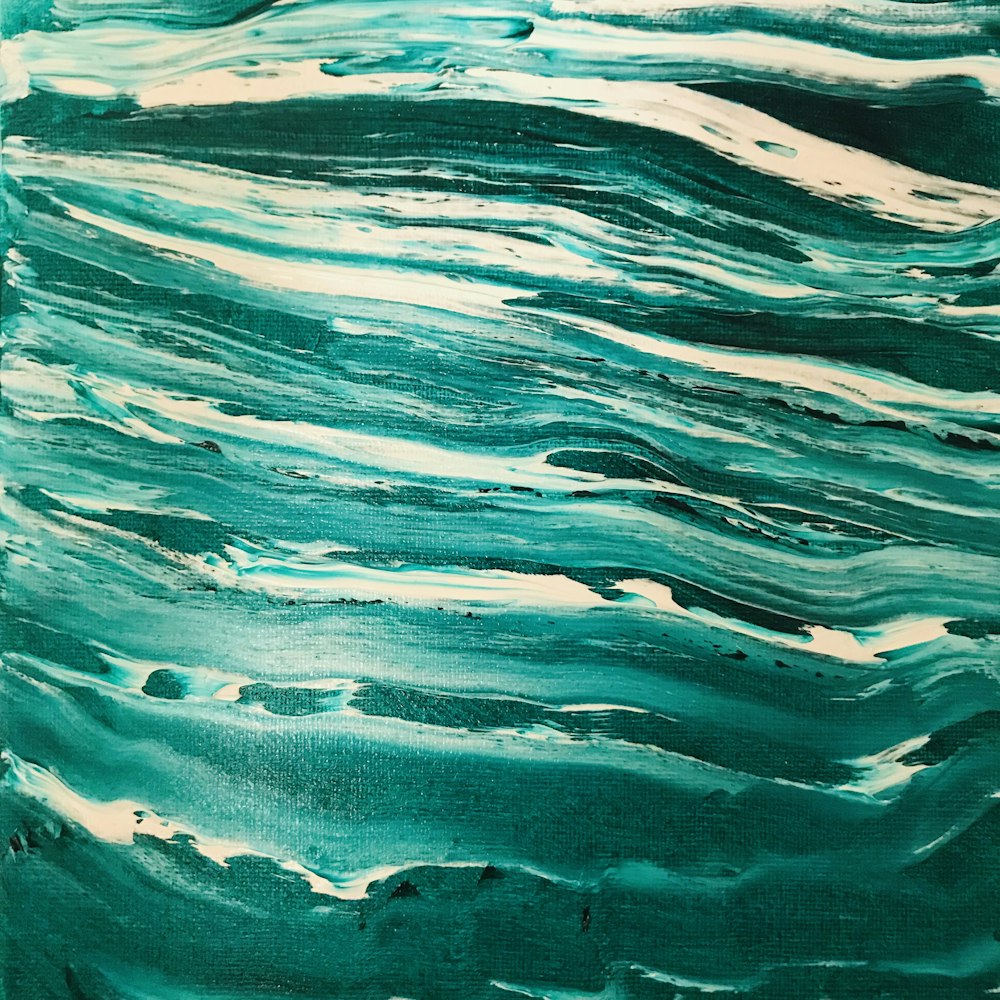 Pintura abstracta azul y blanca