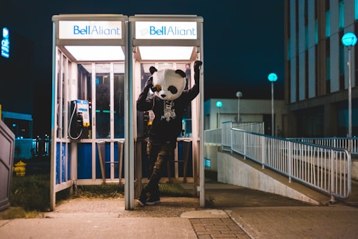 Friendly Trash Pandas team member answering a phone call.