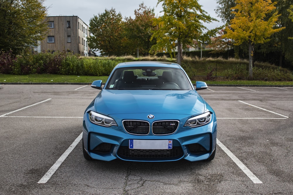 blue BMW vehicle