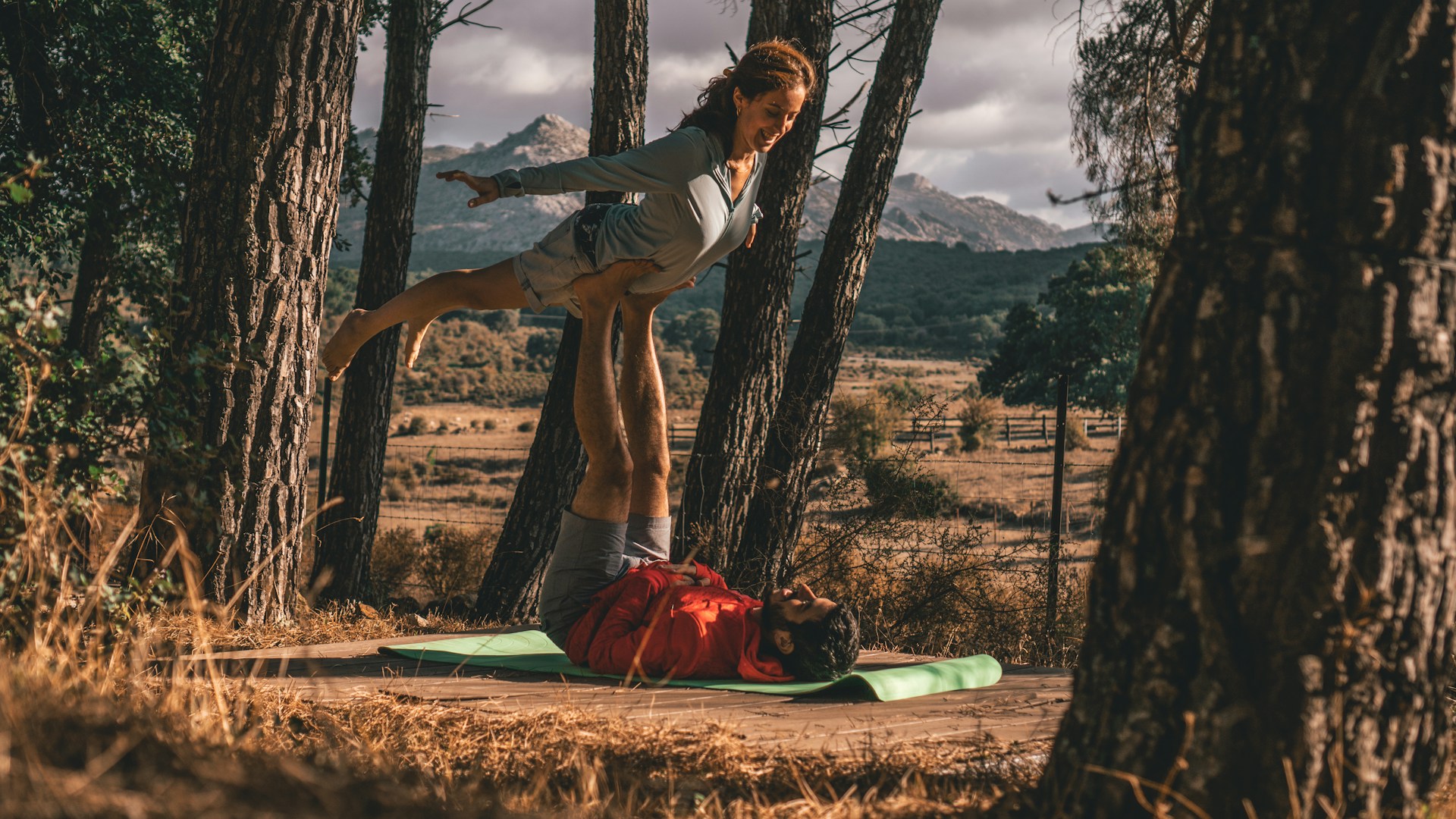 man lifting woman