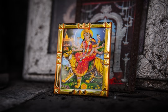 Durga photo on black surface in Visakhapatnam India