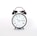 round black and white analog alarm clock