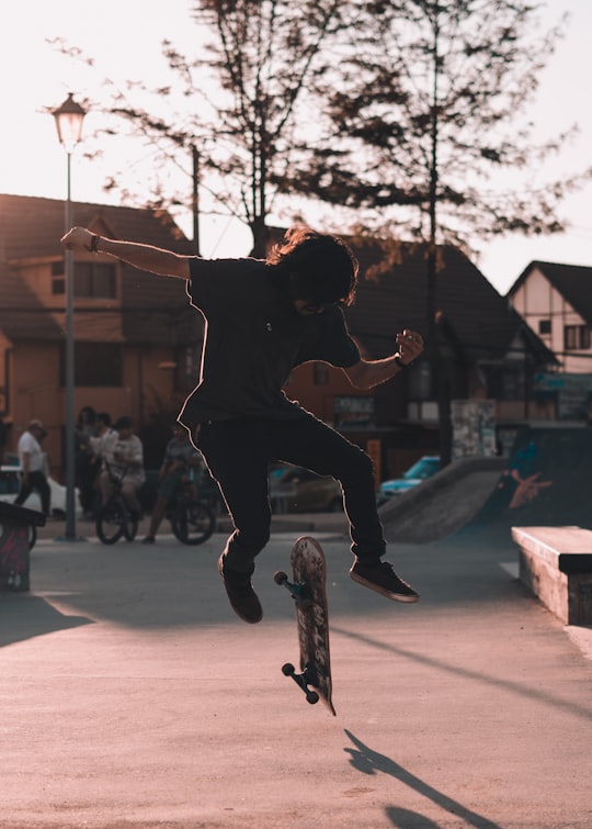 man doing skateboard trick in Santiago Chile