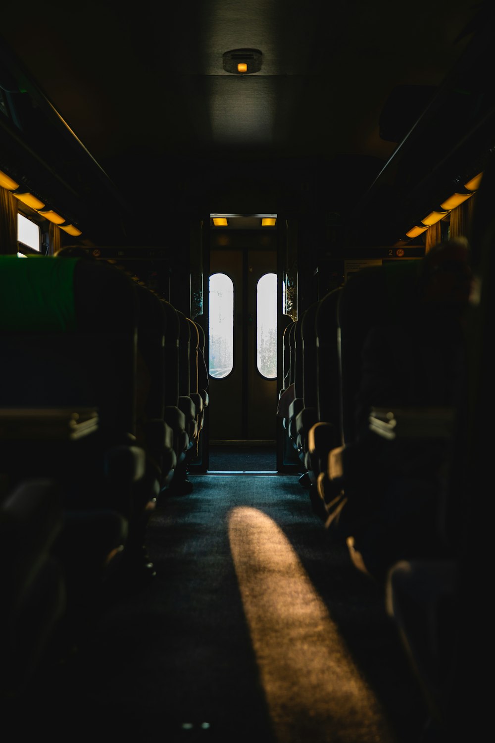 brown and gray bus interior