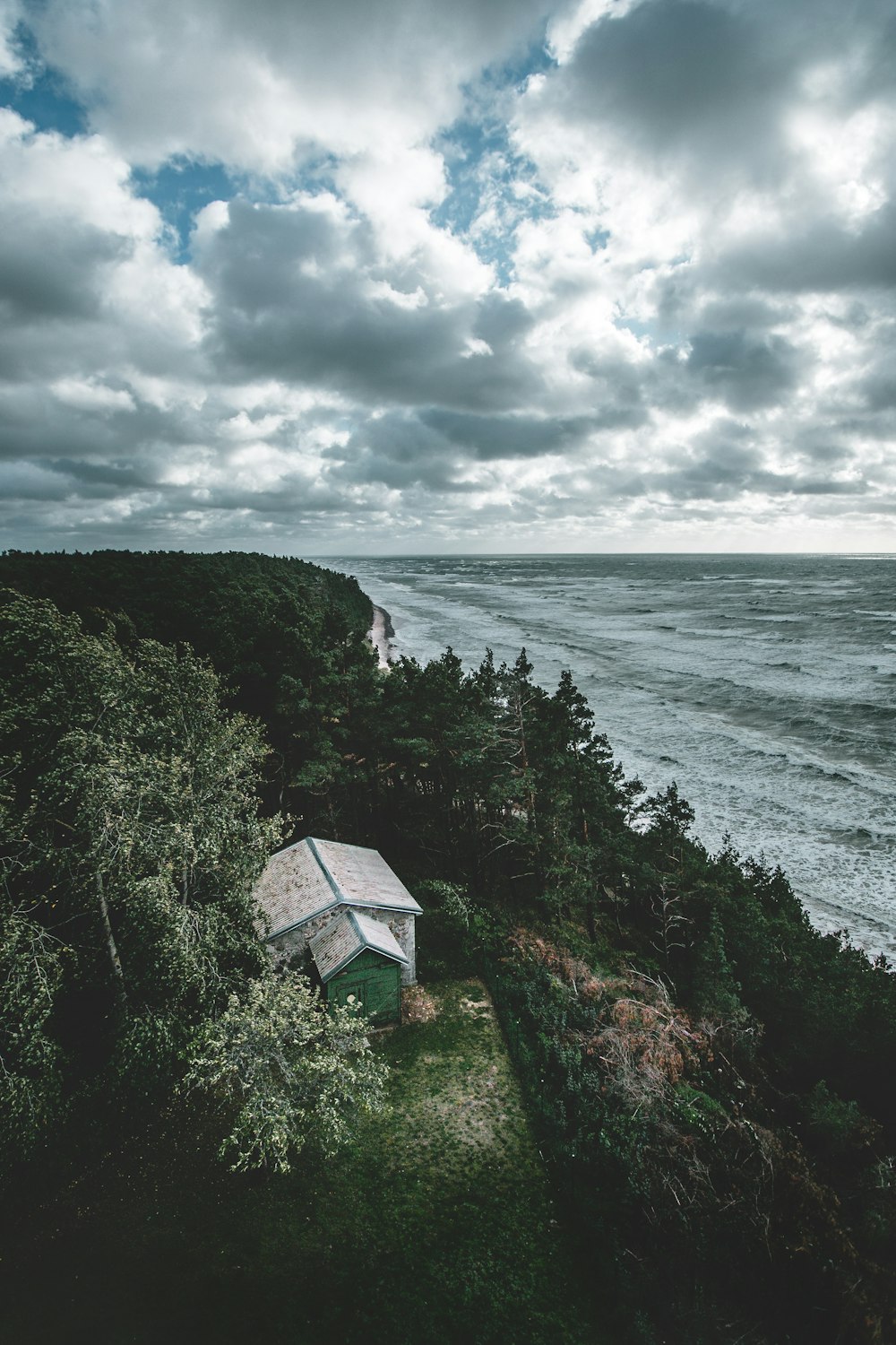 aerial shot of body of water