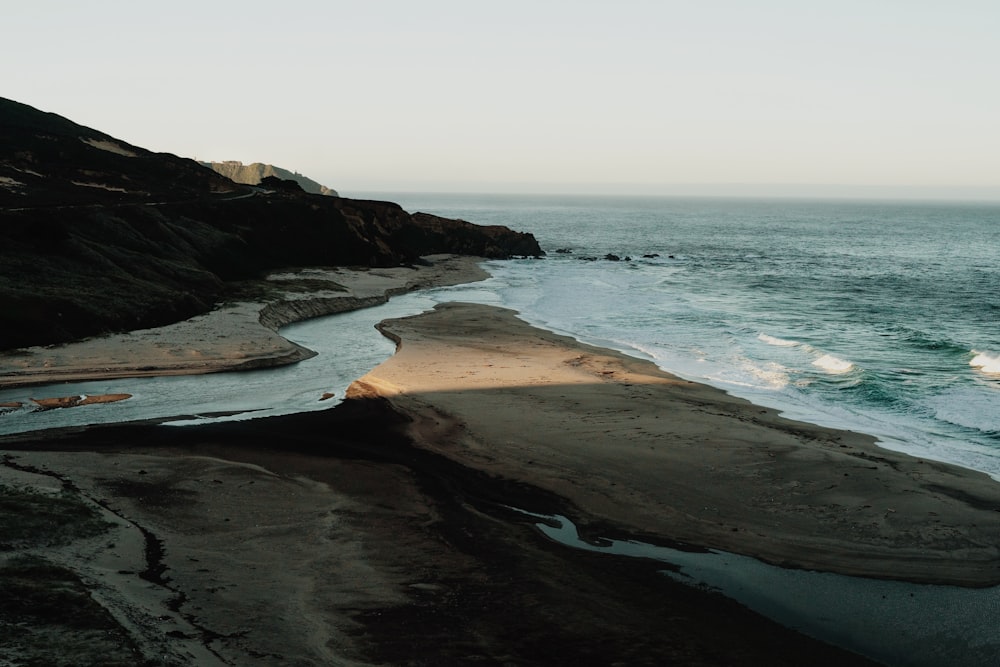 aerial photography of seashore