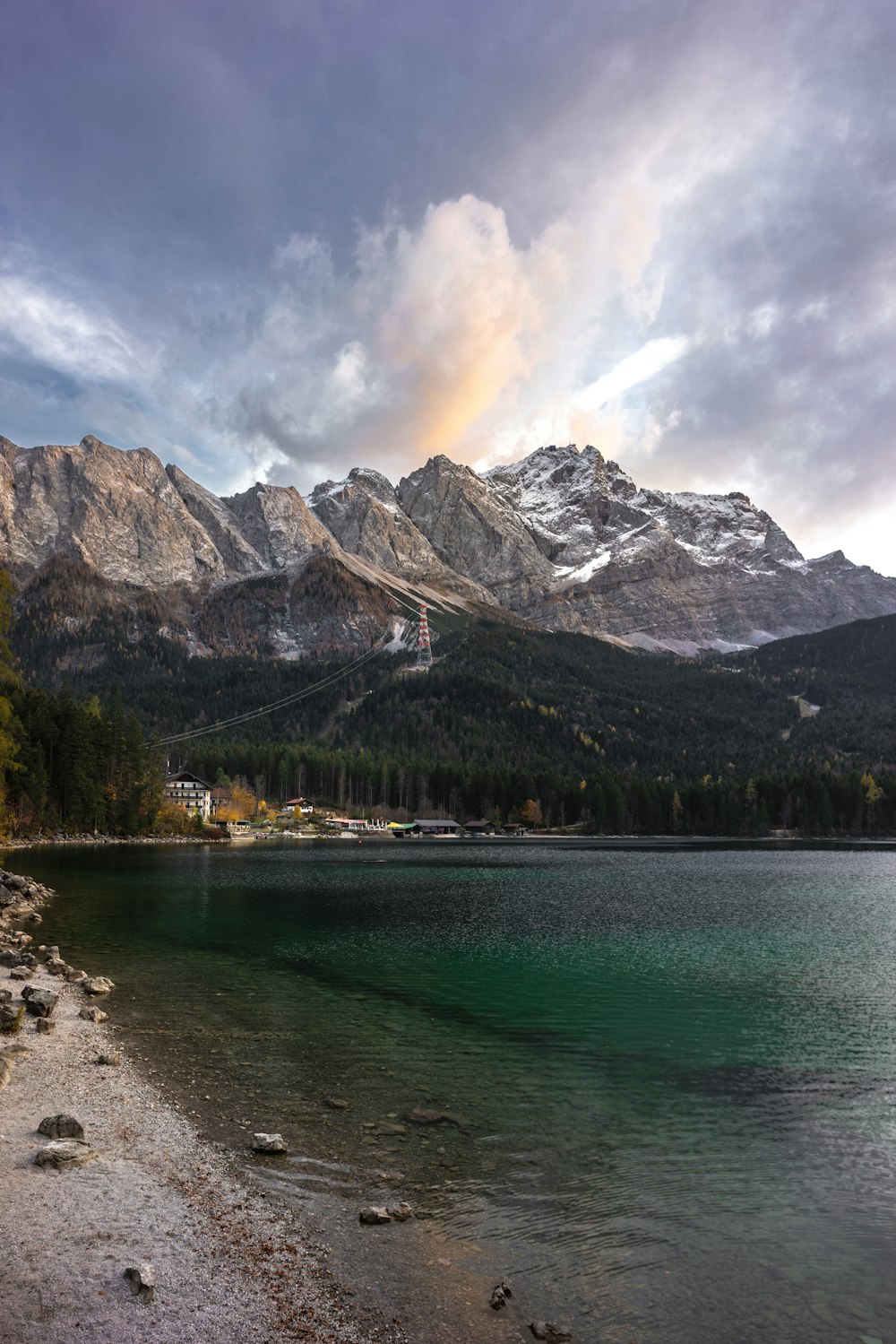 body of water near mountain