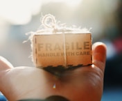 person holding Fragile box