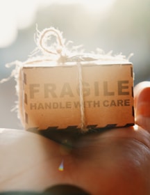 person holding Fragile box