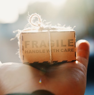 person holding Fragile box