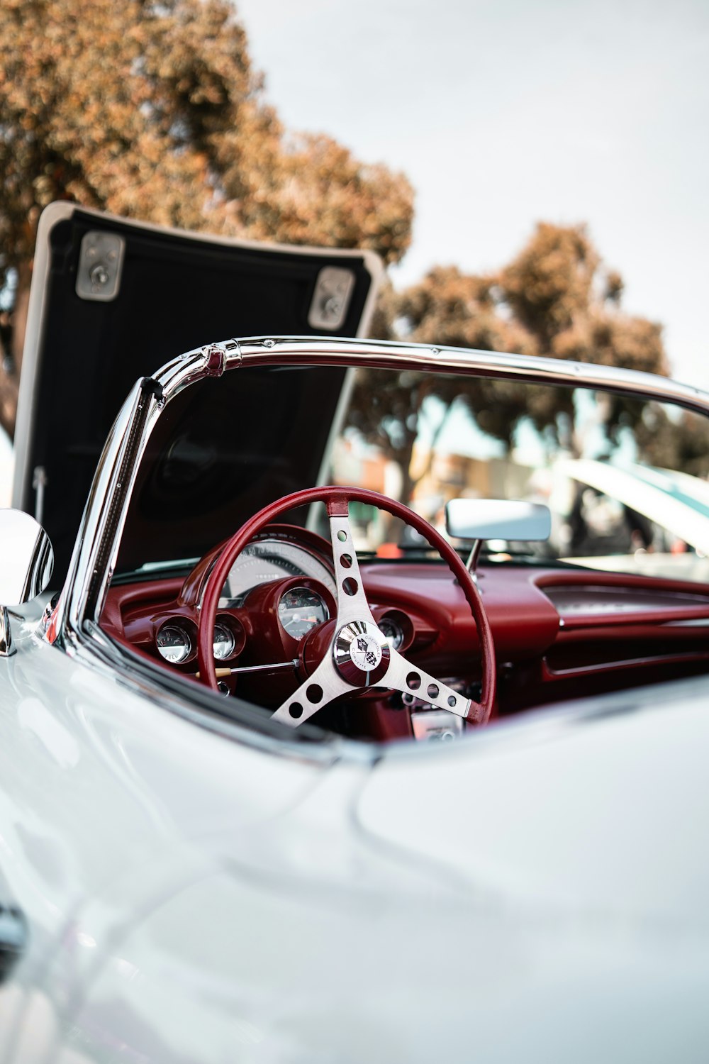 close-up photography of white convertible coupe