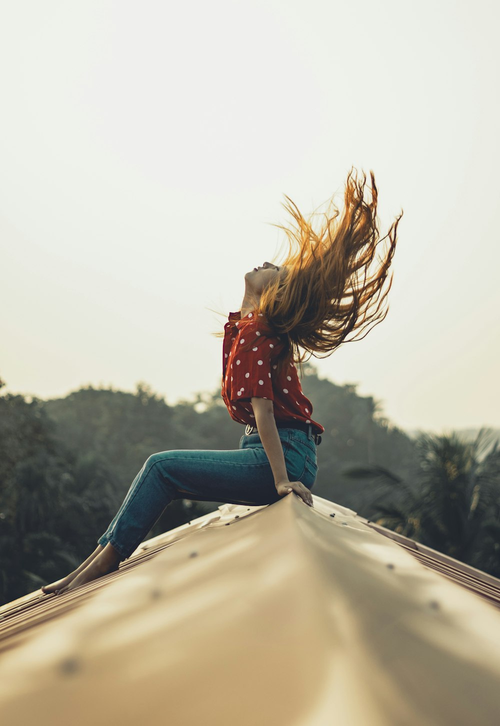 woman flipping her hair