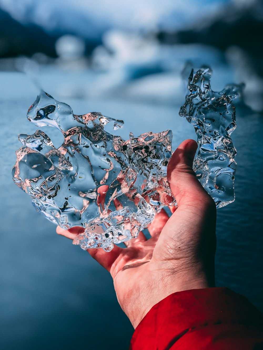 person holding glass figurine