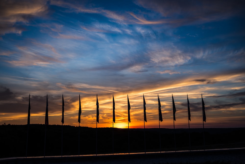 silhouette of flags